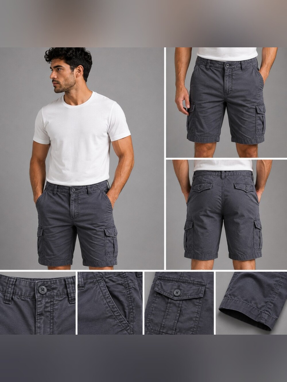 Denali Men's Gray Cargo Shorts Size 36 Cotton Stretch Utility